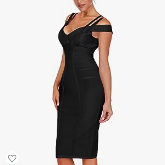 Black bodycon dress with gold zipper - Picture 3 of 9